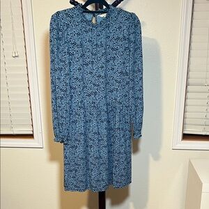 Boden Blue Floral Long Sleeve Dress